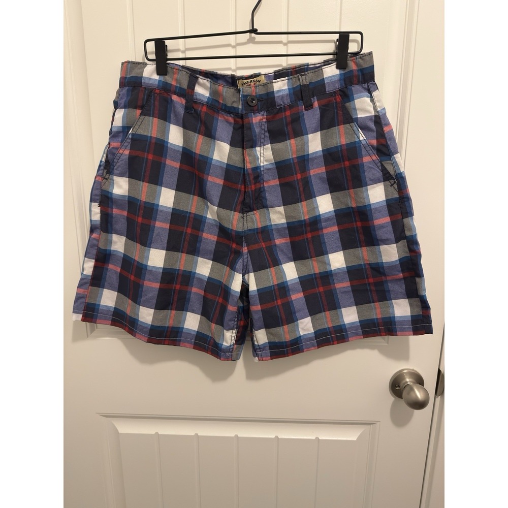 American Heritage Men's Blue/Red‎ Plaid Shorts Size 38
